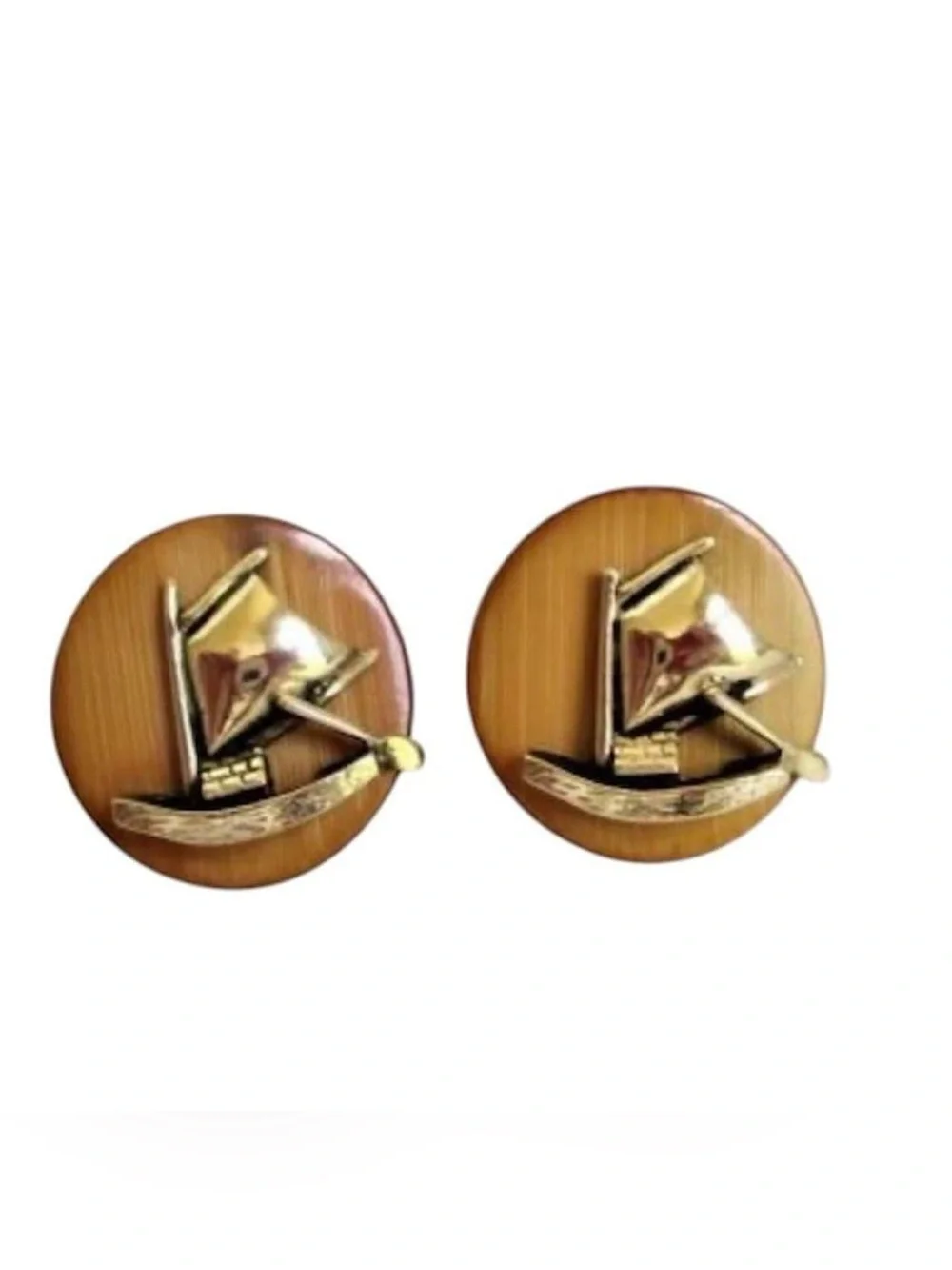 Vintage SWANK Bamboo Asian Ship Cufflinks For Him, For Dad, Moana, Maui